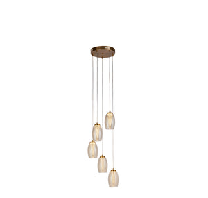 Cyclone 5Lt Pendant - Bronze Metal & Champagne Glass