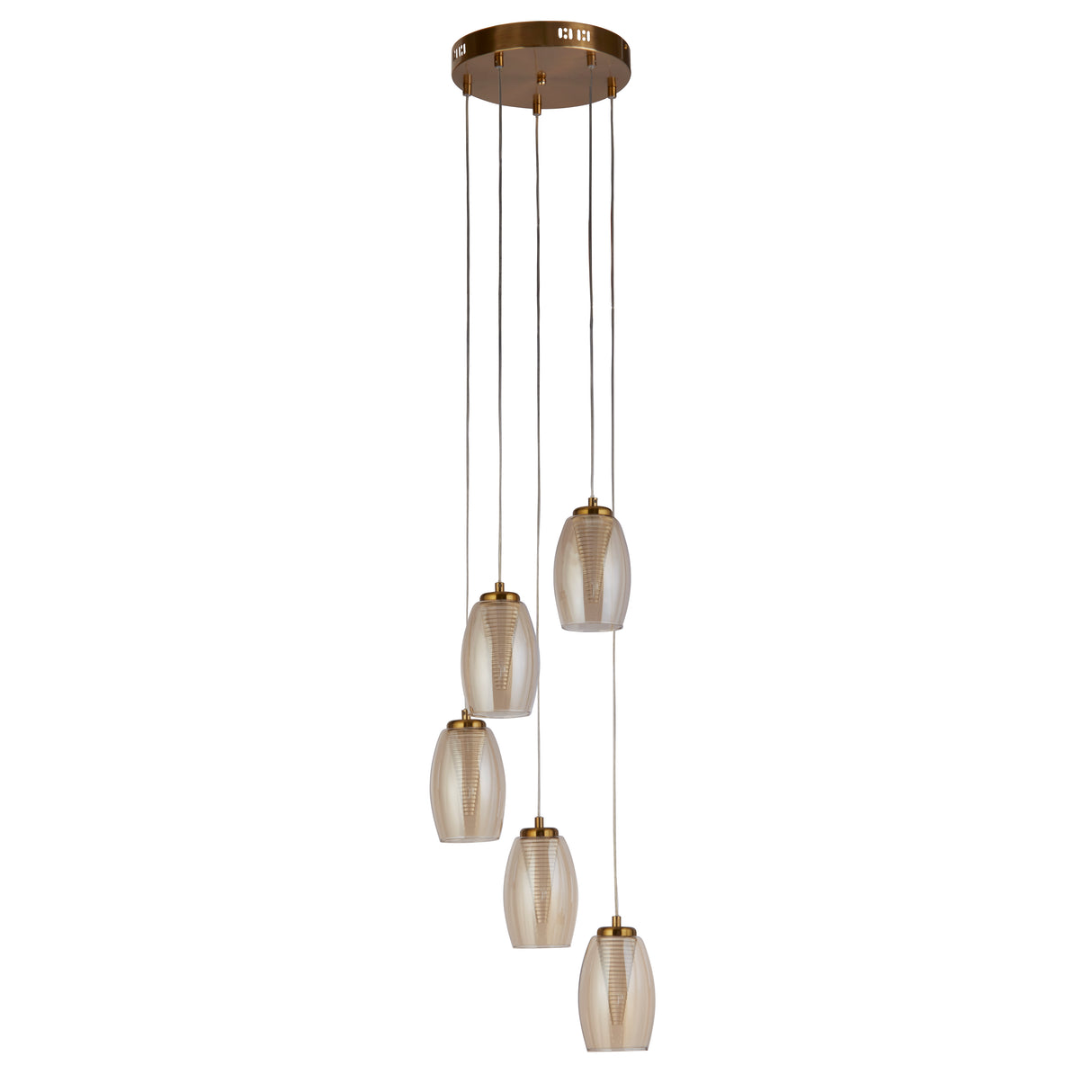 Searchlight Electric Cyclone 5Lt Pendant - Bronze Metal & Champagne Glass 97291-5CP
