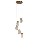 Searchlight Electric Cyclone 5Lt Pendant - Bronze Metal & Champagne Glass 97291-5CP