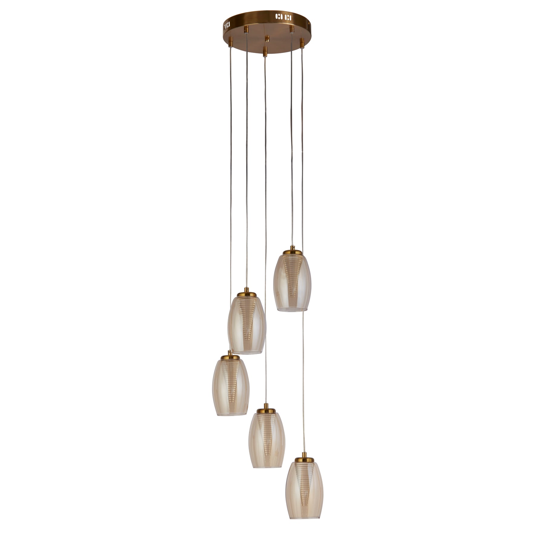 Searchlight Electric Cyclone 5Lt Pendant - Bronze Metal & Champagne Glass 97291-5CP