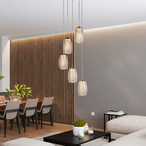 Searchlight Electric Cyclone 5Lt Pendant - Bronze Metal & Champagne Glass 97291-5CP