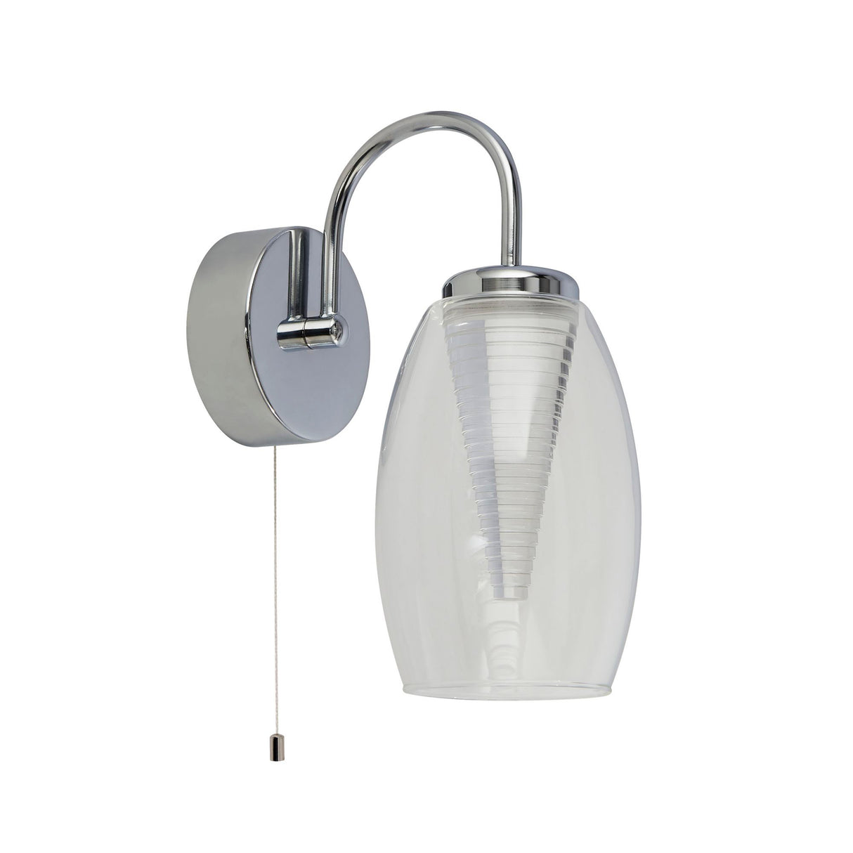 Searchlight Electric Cyclone Wall Light  - Chrome Metal & Glass 97292-1CL