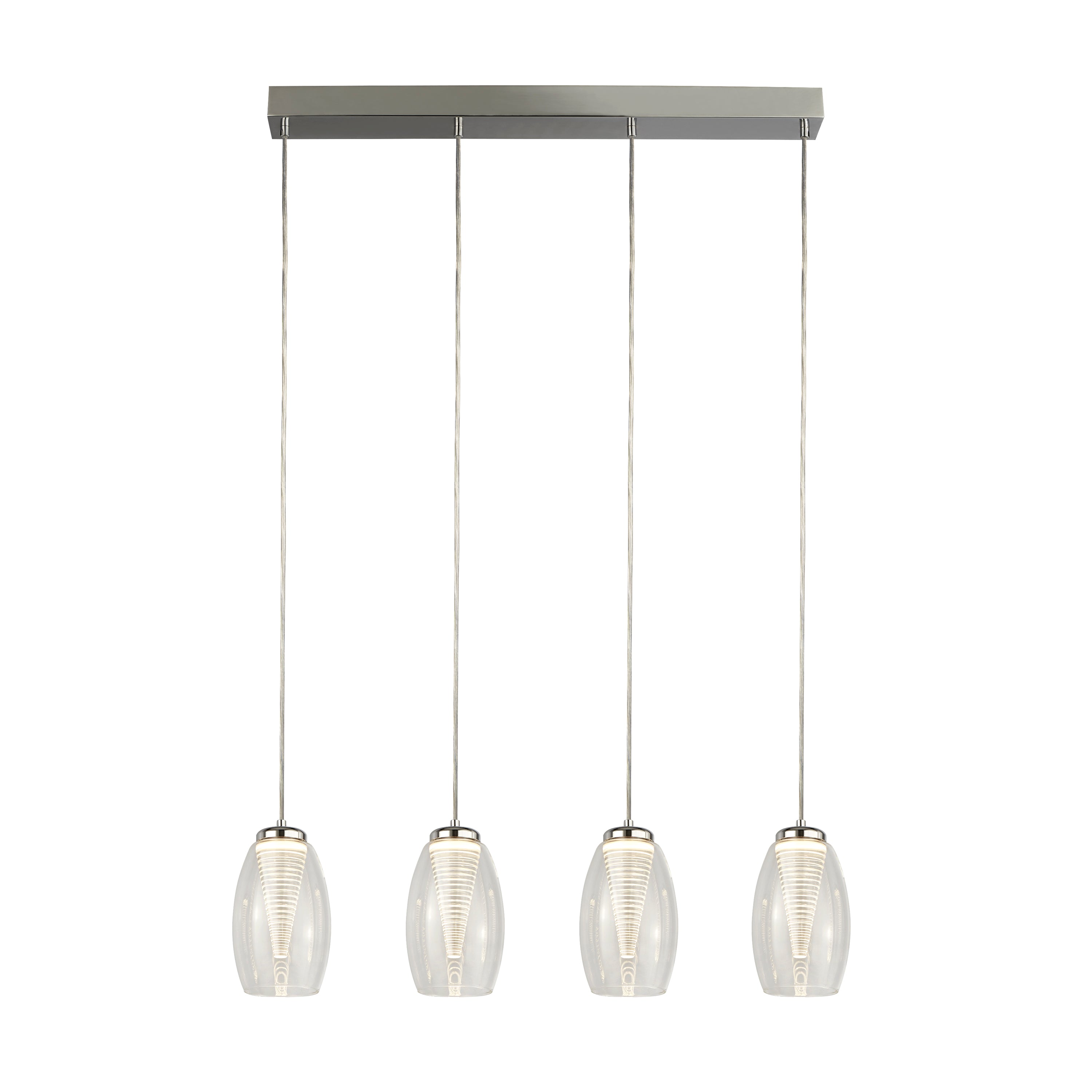 Cyclone 4Lt Bar Pendant - Chrome & Clear Glass
