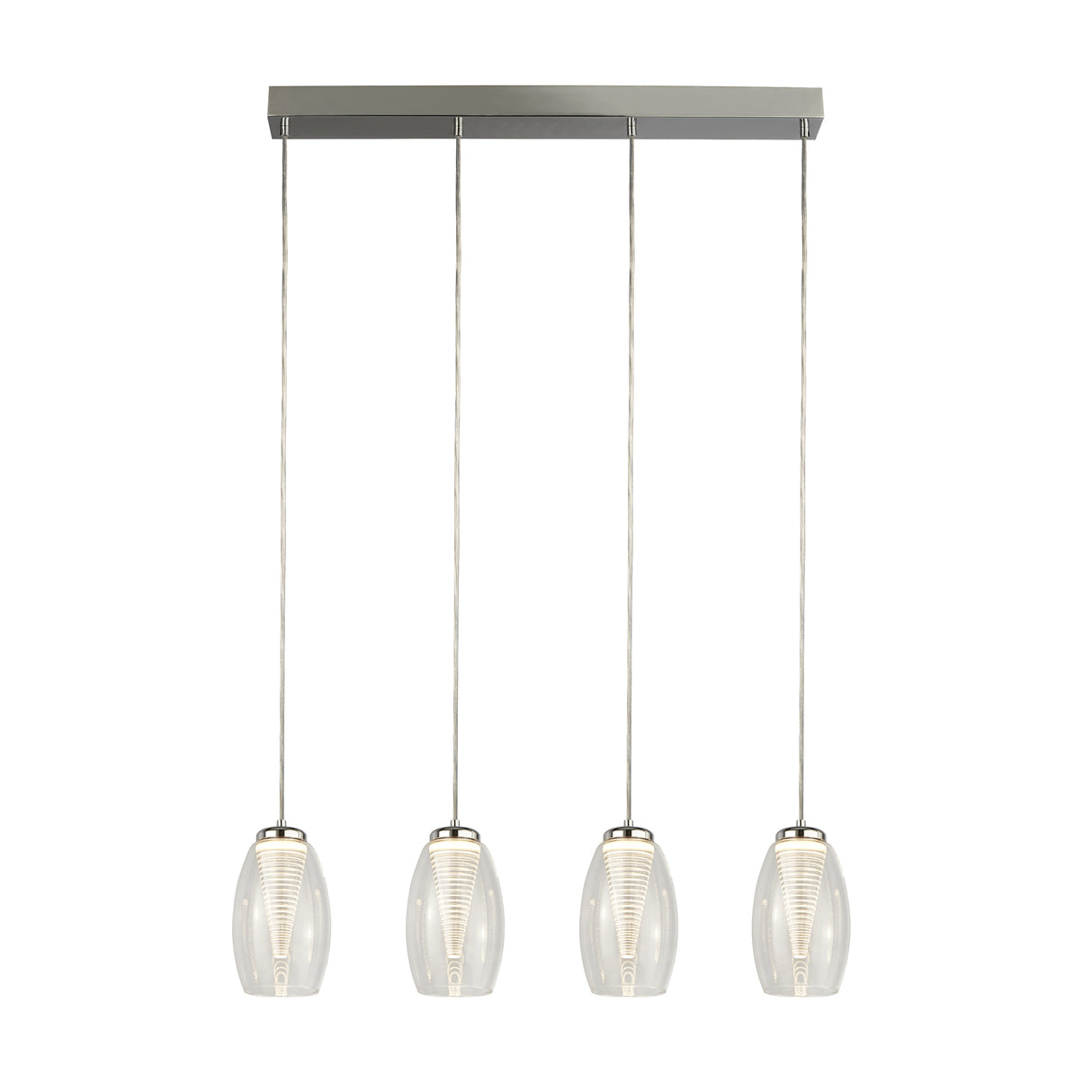 Cyclone 4Lt Bar Pendant - Chrome & Clear Glass