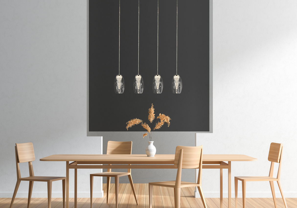 Searchlight Electric Cyclone 4Lt Bar Pendant - Chrome & Clear Glass 97292-4CL