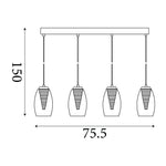 Searchlight Electric Cyclone 4Lt Bar Pendant - Chrome & Clear Glass 97292-4CL
