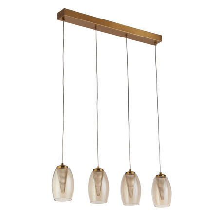 Searchlight Electric Cyclone 4Lt Bar Pendant - Bronze Metal & Champagne Glass 97292-4CP