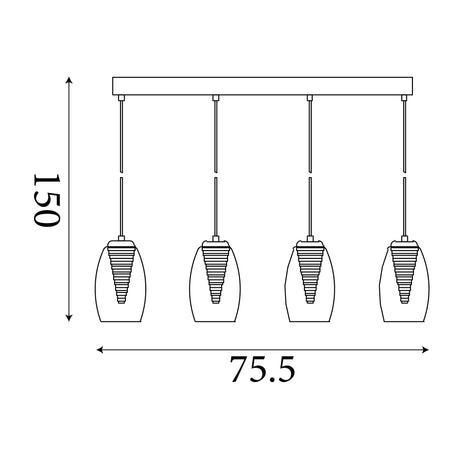 Searchlight Electric Cyclone 4Lt Bar Pendant - Bronze Metal & Champagne Glass 97292-4CP