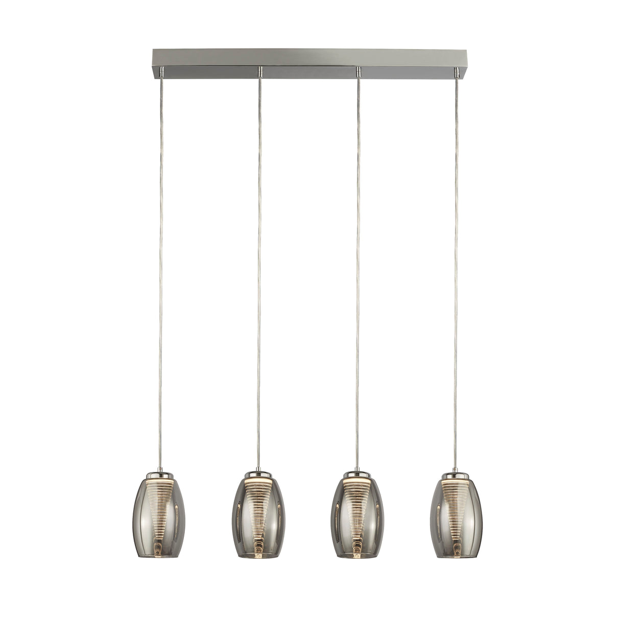 Cyclone 4Lt Bar Pendant - Chrome Metal & Smoked Glass