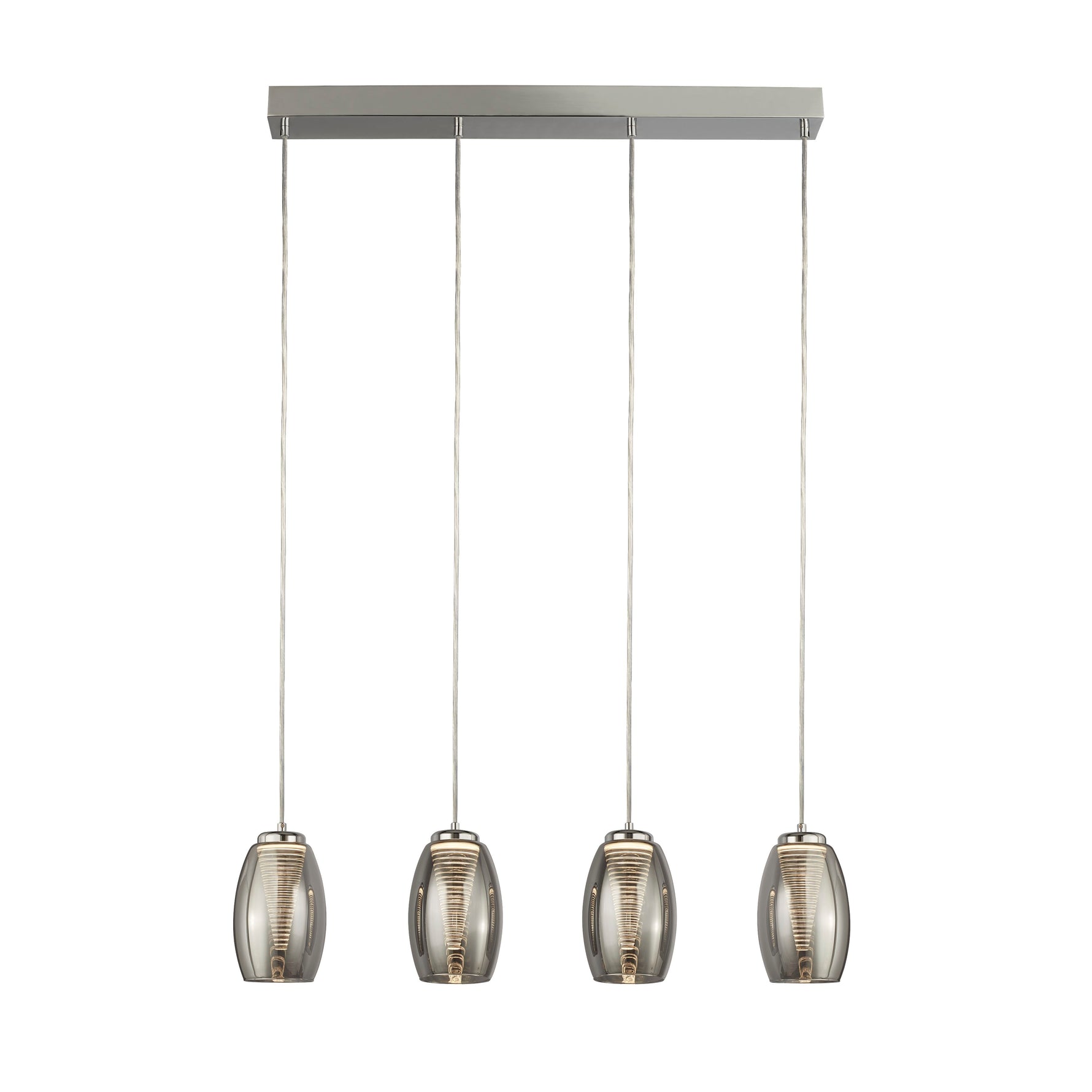 Cyclone 4Lt Bar Pendant - Chrome Metal & Smoked Glass
