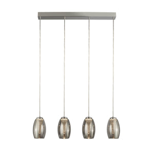 Cyclone 4Lt Bar Pendant - Chrome Metal & Smoked Glass