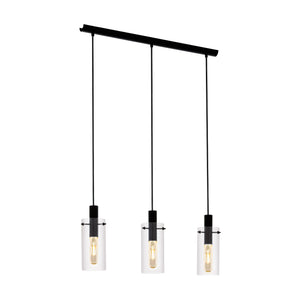 Eglo EU Montefino Industrial Black Steel 3 Pendant Light