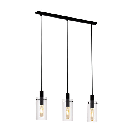 Eglo EU Montefino Industrial Black Steel 3 Pendant Light