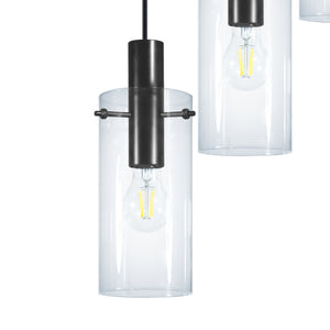 Eglo EU MONTEFINO Pendant Light – Black Steel with Clear Glass Shade, E27 Fitting, 350mm Indoor Pendant