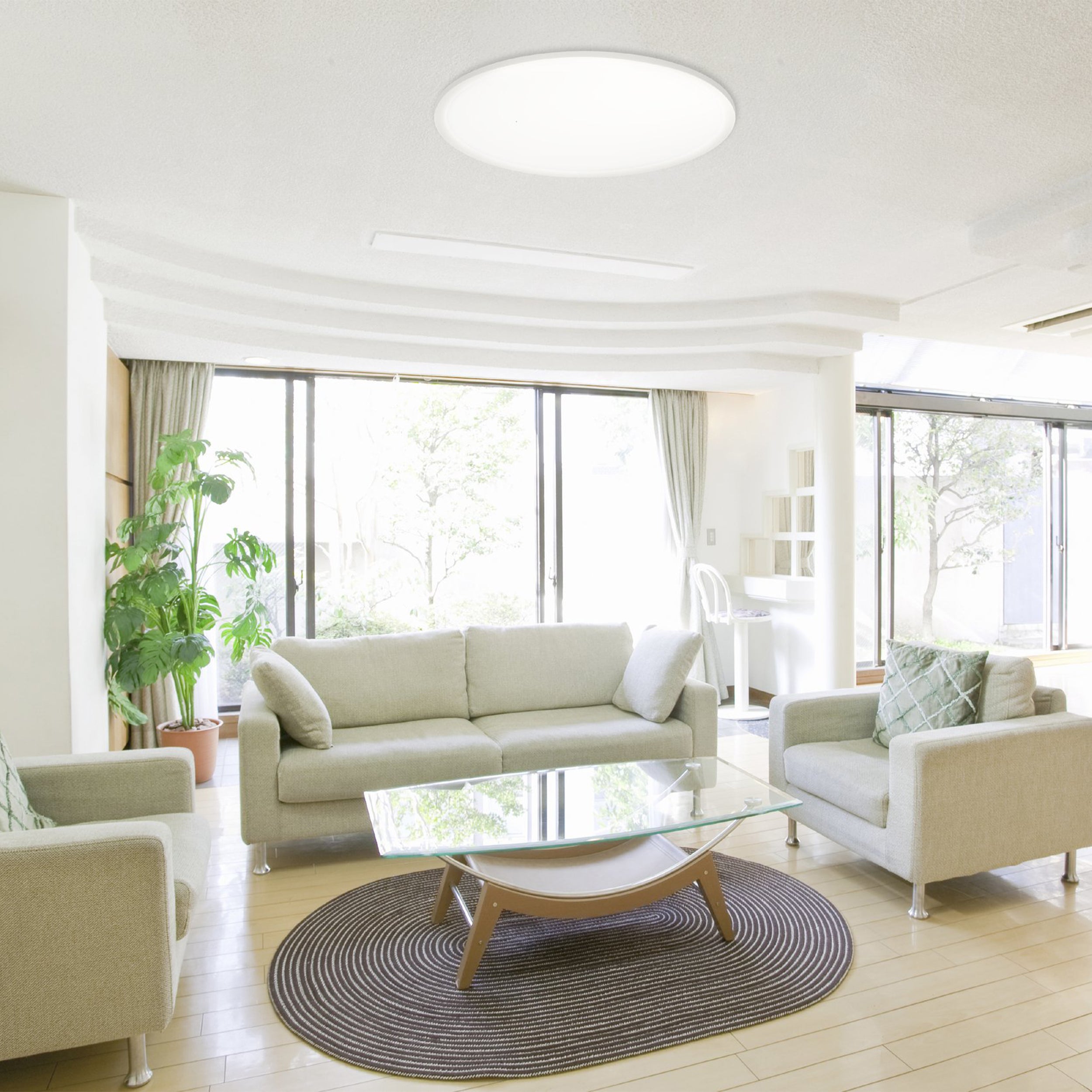 Eglo EU Sarsina White Aluminium & Plastic LED Ceiling Light, 60cm product image - Endon Lighting from First Light Direct with great prices and fast UK delivery