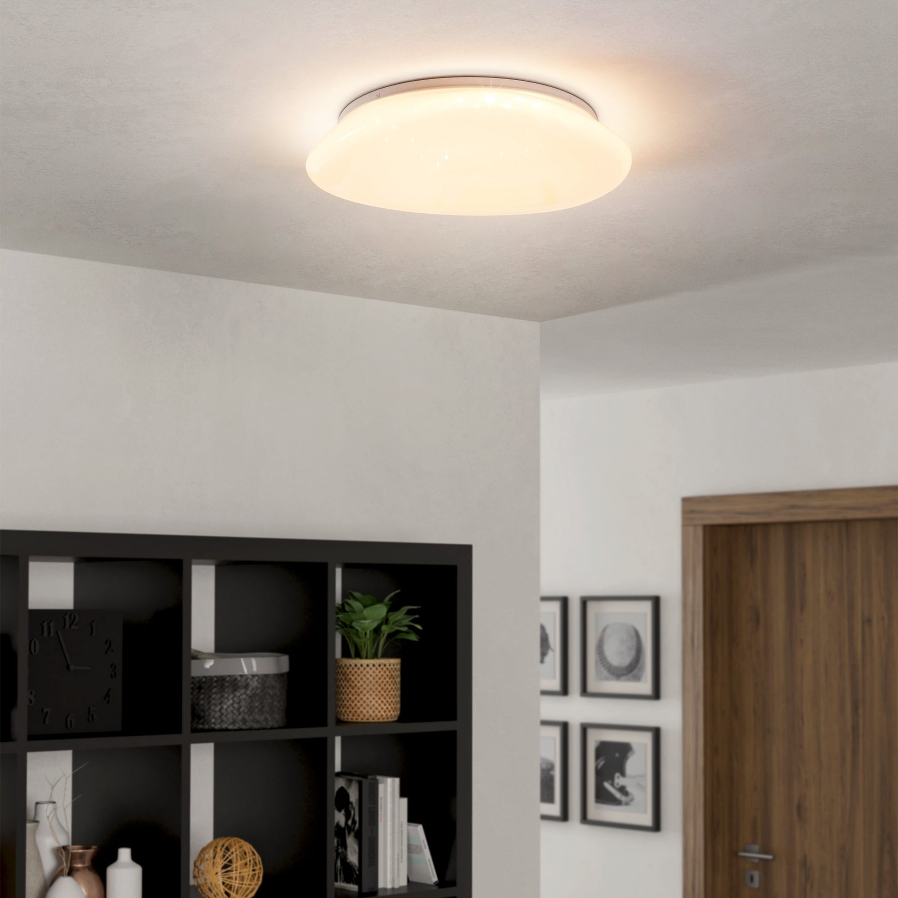 Eglo EU Savatarila Aluminium & Plastic Black Modern LED Ceiling Light, 45cm product image - Endon Lighting from First Light Direct with great prices and fast UK delivery