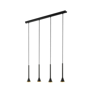 Eglo EU Cortaderas Steel Black & Gold LED 4-Light Pendant