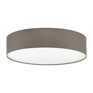 Eglo EU PASTERI Fabric Ceiling Light – 570mm Taupe & White Shade, E27 Fitting
