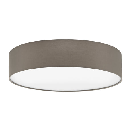 Eglo EU PASTERI Fabric Ceiling Light – 570mm Taupe & White Shade, E27 Fitting