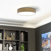 Eglo EU Pasteri Taupe, White Steel & Fabric Ceiling Light