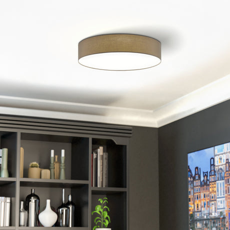 Eglo EU Pasteri Taupe, White Steel & Fabric Ceiling Light