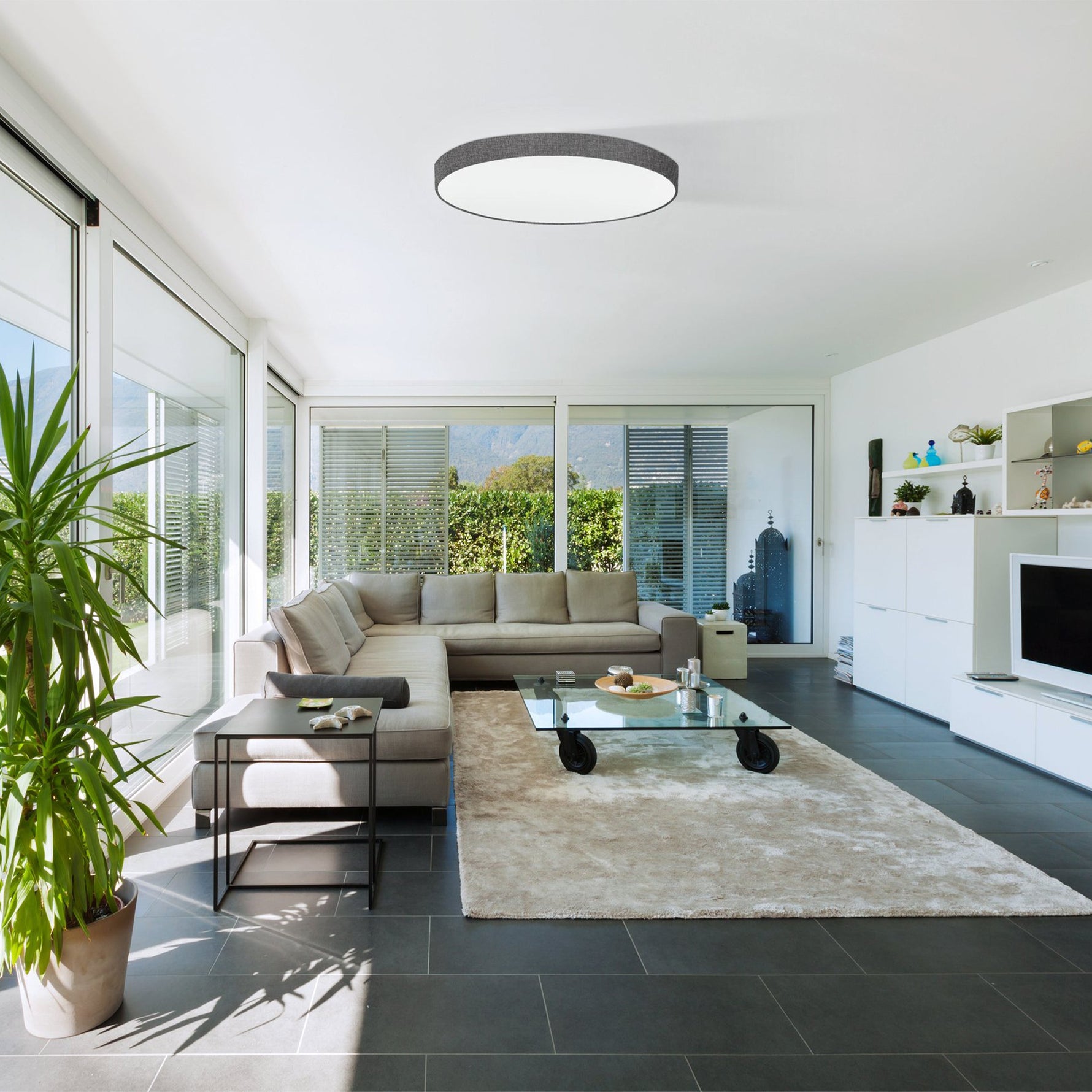 Eglo EU Tabillano Black Caged Shade 3-Light Ceiling Spotlight product image - Endon Lighting from First Light Direct with great prices and fast UK delivery