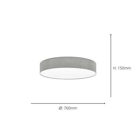 Eglo EU Pasteri Grey Fabric Ceiling Light
