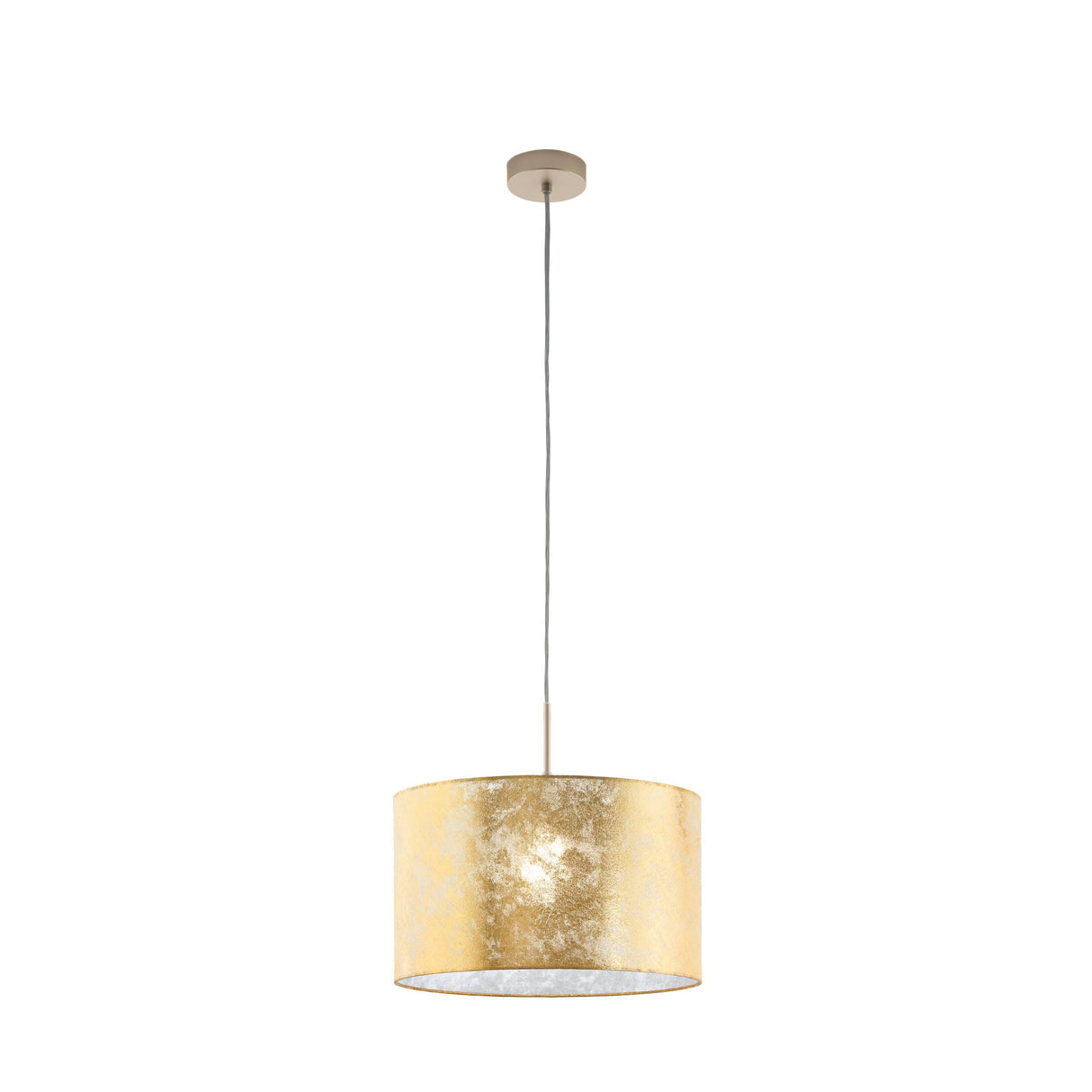 Eglo EU Viserbella Gold And Cream Fabric Flush Ceiling Pendant, (D) 38cm