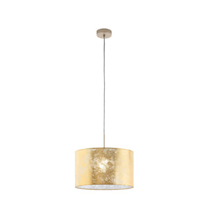 Eglo EU Viserbella Gold And Cream Fabric Flush Ceiling Pendant, (D) 38cm