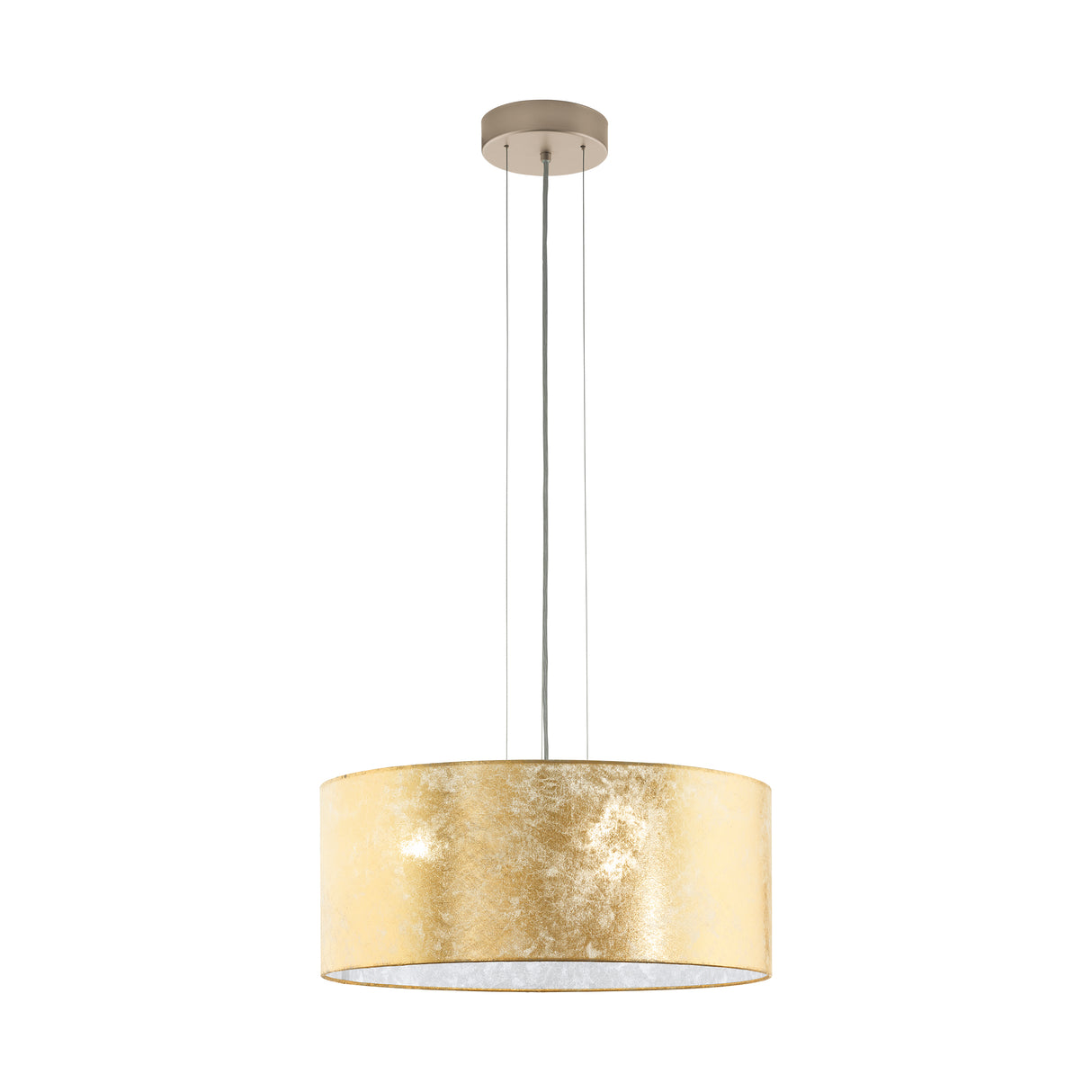 Eglo EU Viserbella Gold And Cream Fabric Flush Ceiling Pendant, (D) 53cm