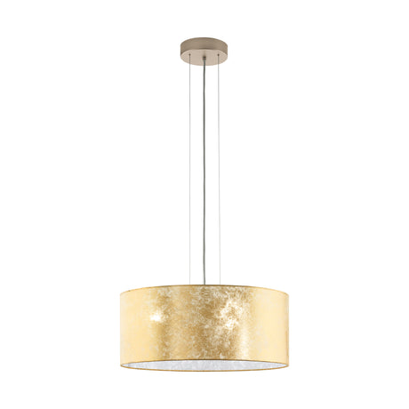 Eglo EU Viserbella Gold And Cream Fabric Flush Ceiling Pendant, (D) 53cm