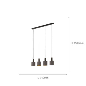 Eglo EU Concessa 1 Steel & Fabric Cluster 4-Light Pendant