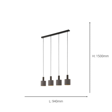 Eglo EU Concessa 1 Steel & Fabric Cluster 4-Light Pendant