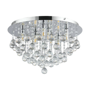 Eglo EU Almonte Clear And Chrome Crystal And Metal 8 Light (Inclusive) Flush Ceiling Fitting, (D) 50cm
