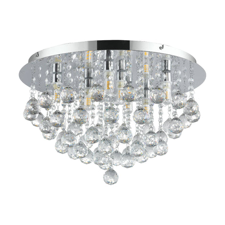 Eglo EU Almonte Clear And Chrome Crystal And Metal 8 Light (Inclusive) Flush Ceiling Fitting, (D) 50cm
