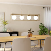 Eglo EU Vallaspra Champagne & White Glass Modern 4 Light Pendant