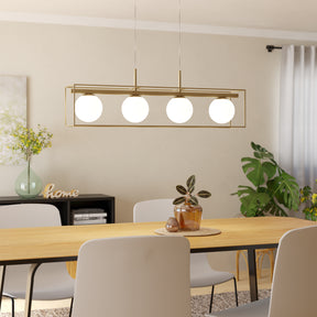 Eglo EU Vallaspra Champagne & White Glass Modern 4 Light Pendant