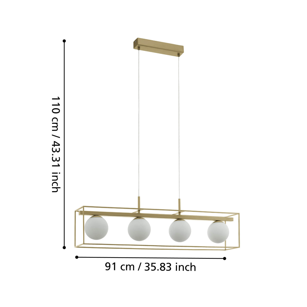 Eglo EU Vallaspra Champagne & White Glass Modern 4 Light Pendant