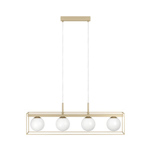 Eglo EU Vallaspra Champagne & White Glass Modern 4 Light Pendant