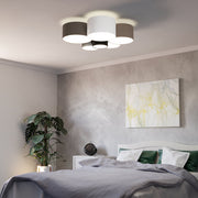 Eglo EU Pastore Triple Colour Steel & Fabric 6-Light Ceiling Light