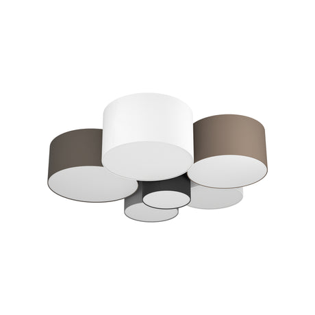 Eglo EU Pastore Triple Colour Steel & Fabric 6-Light Ceiling Light