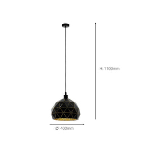 Eglo EU Roccaforte Black & Gold Metal Single Ceiling Pendant
