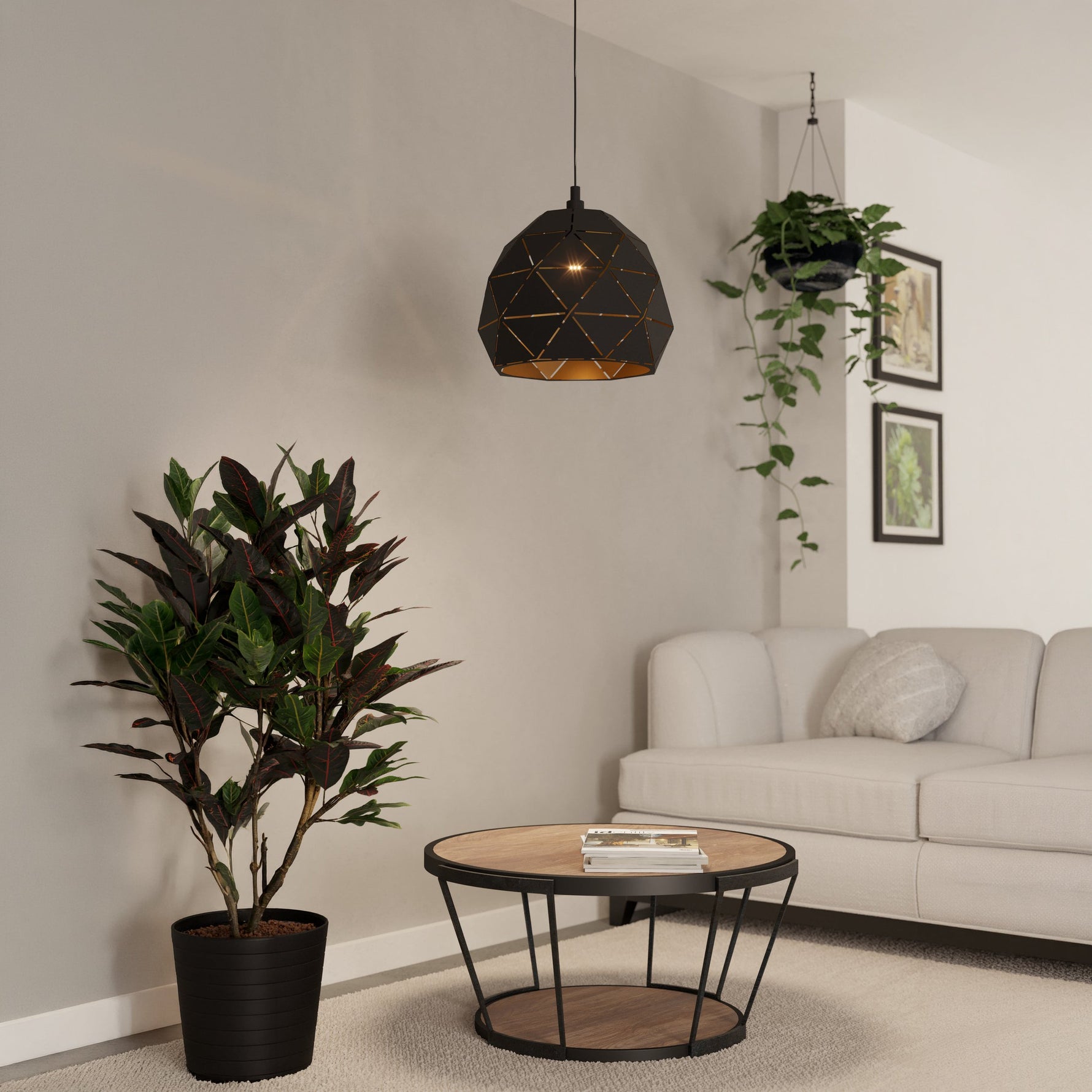 Eglo EU Bocadella 1 Black Steel Vintage Exposed 12-Light Ceiling Light product image - Endon Lighting from First Light Direct with great prices and fast UK delivery