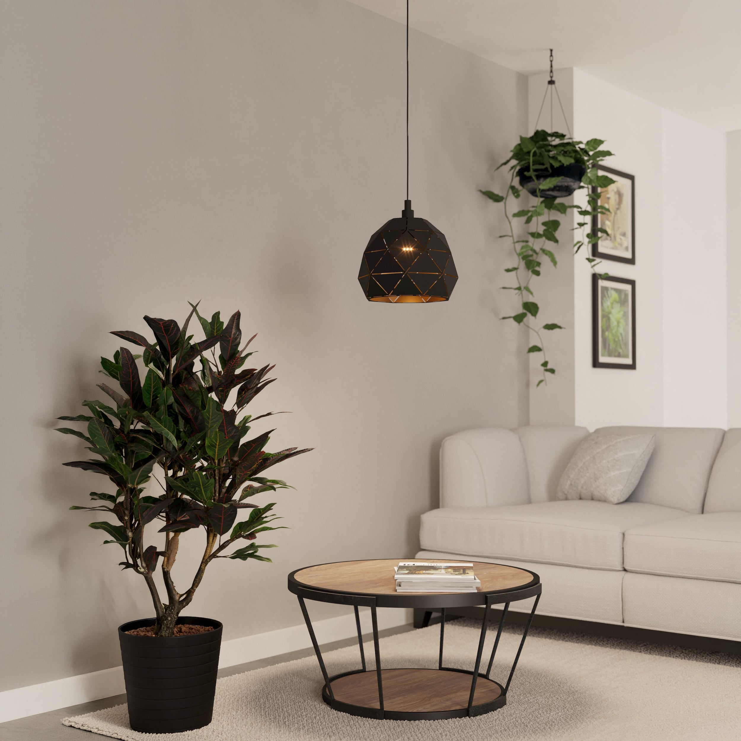 Eglo EU Roccaforte White Metal Single Ceiling Pendant, 30cm