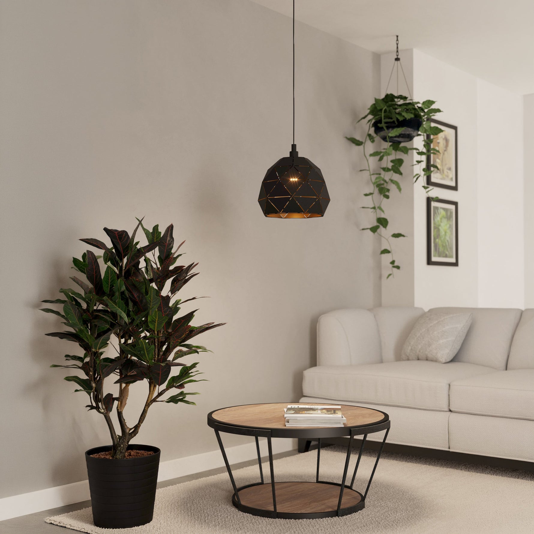 Eglo EU Roccaforte White Metal Single Ceiling Pendant, 30cm