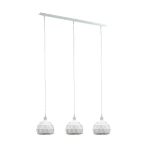 Eglo EU Roccaforte White Metal 3 Light Ceiling Pendant, (L) 75cm
