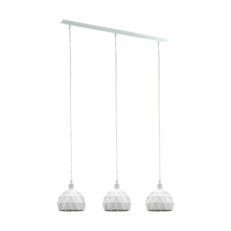 Eglo EU Roccaforte White Metal 3 Light Ceiling Pendant, (L) 75cm
