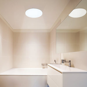 Eglo EU Frania Rounded Plastic & Steel LED Bathroom Ceiling Light, 33cm