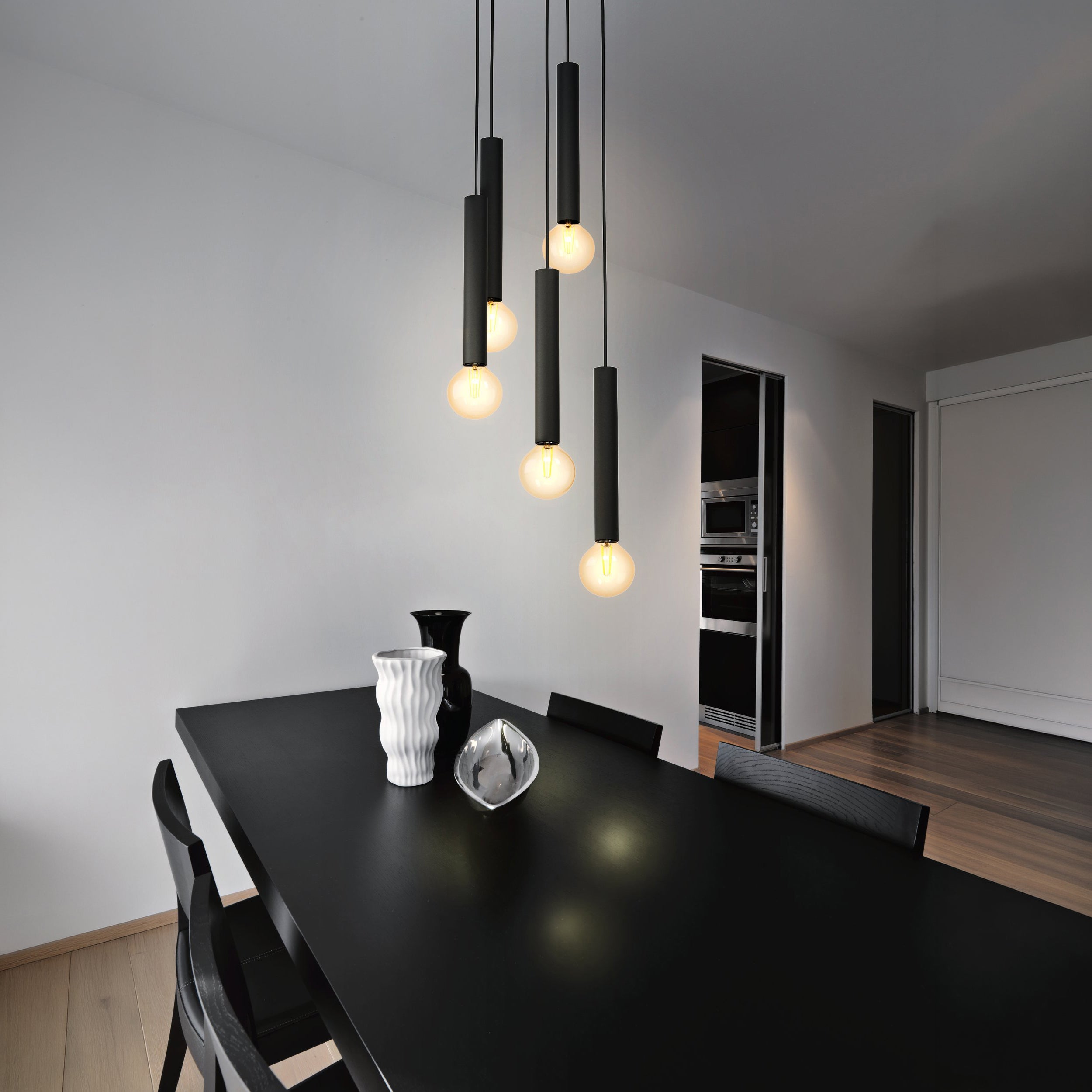 Eglo EU Curasao Black Steel & Fabric Contemporary Single Pendant