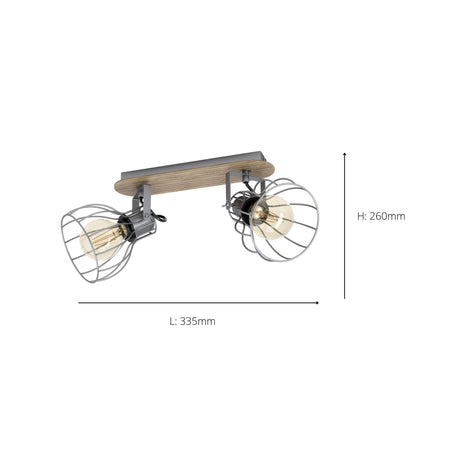Eglo EU Sambatello Exposed Lightbulb  Brown & Silver 2-light Ceiling Spotlight